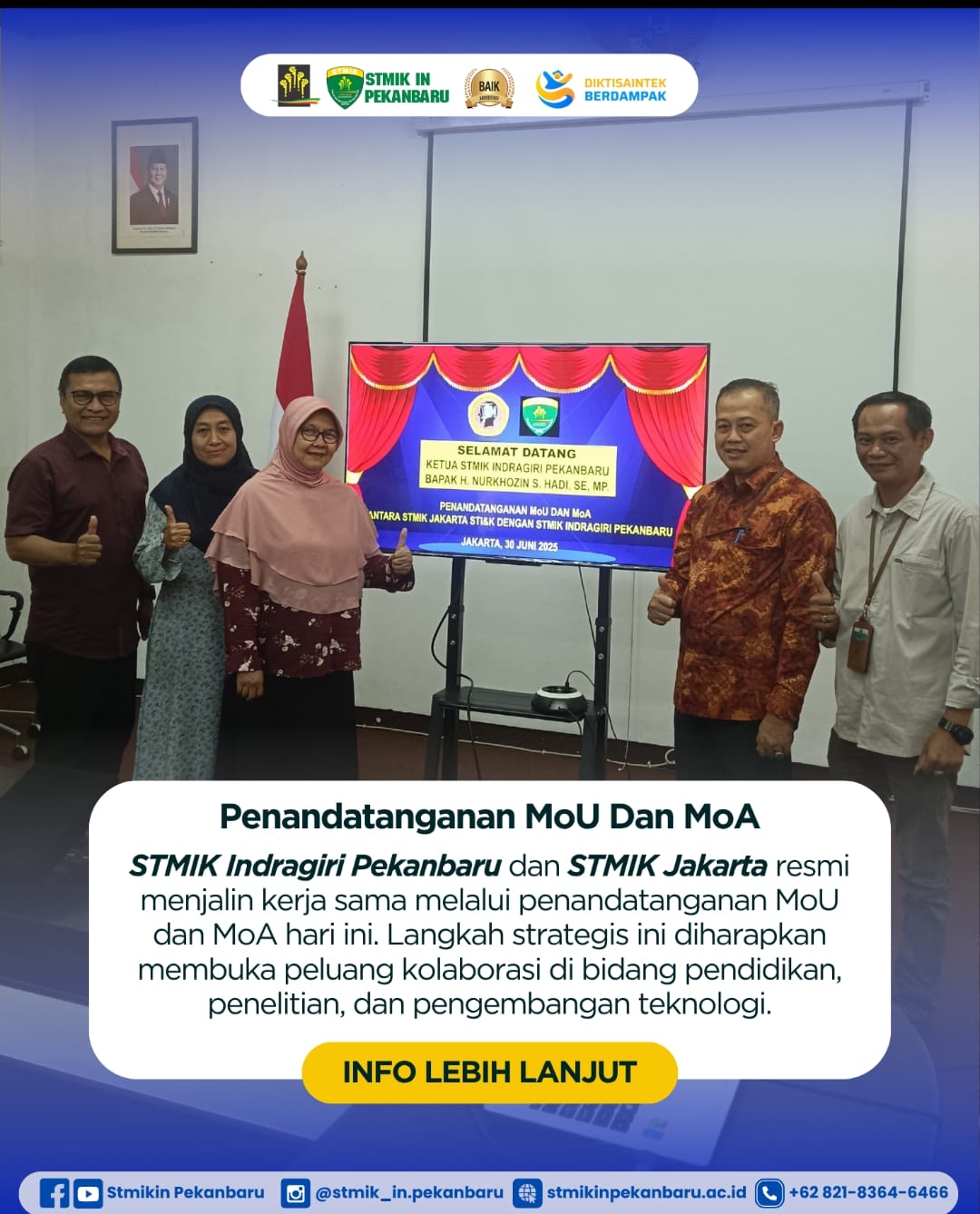 Penandatanganan MoU Antara STMIK Indragiri Pekanbaru dan STMIK Jakarta (Kolaborasi Strategis)